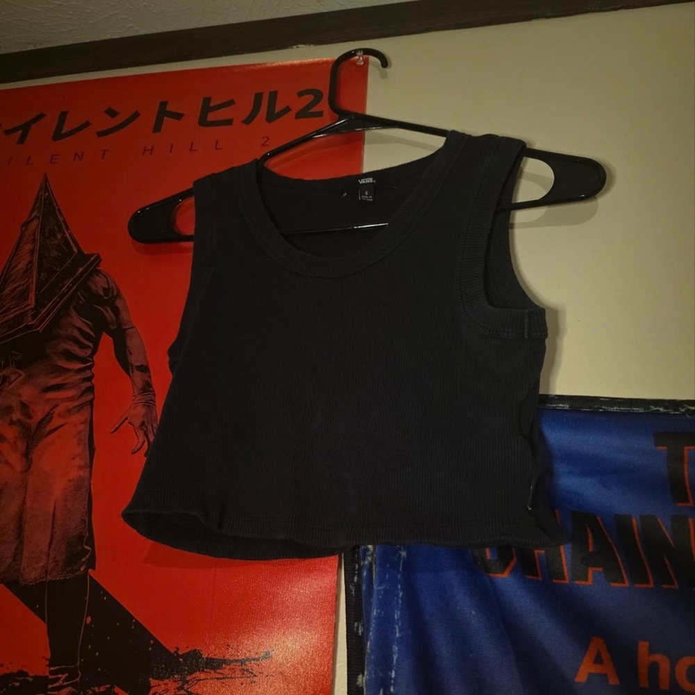 Vans Black Ribbed Cropped Tank Top
